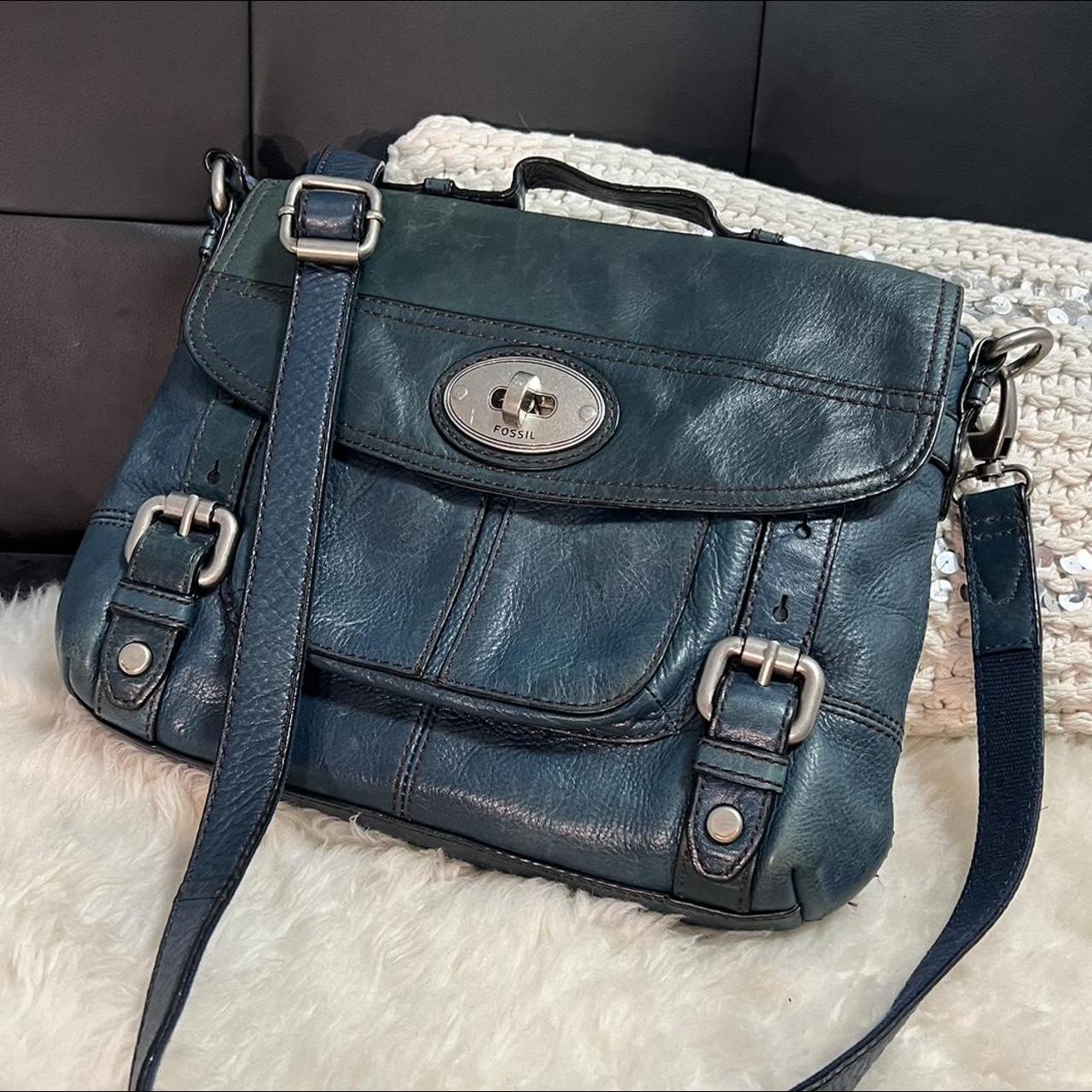 Fossil Crossbody, Blue And White With Leather Trim India | Ubuy