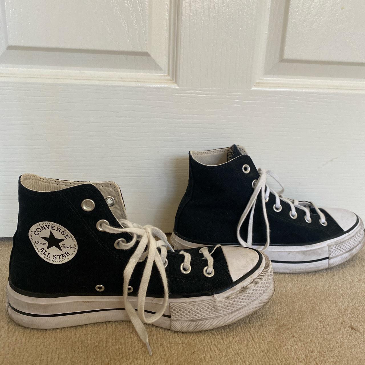 Women’s black converse high tops. US size 8, well... - Depop