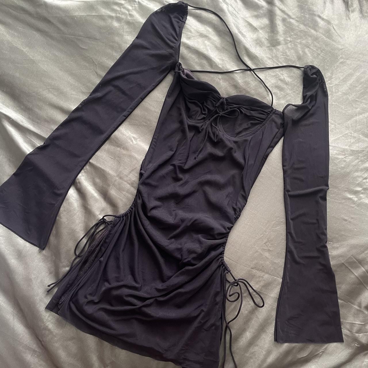 long sleeve black mini dress- worn once, cut outs on... - Depop