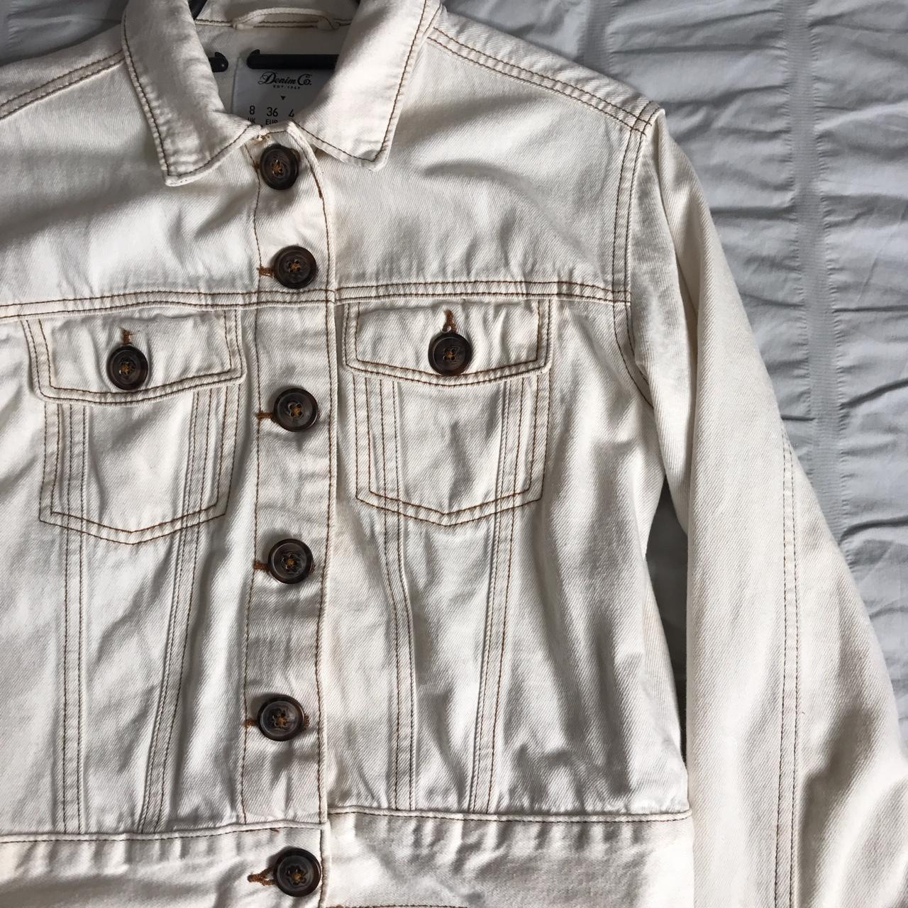 Cream denim jacket with brown buttons Brand new... Depop