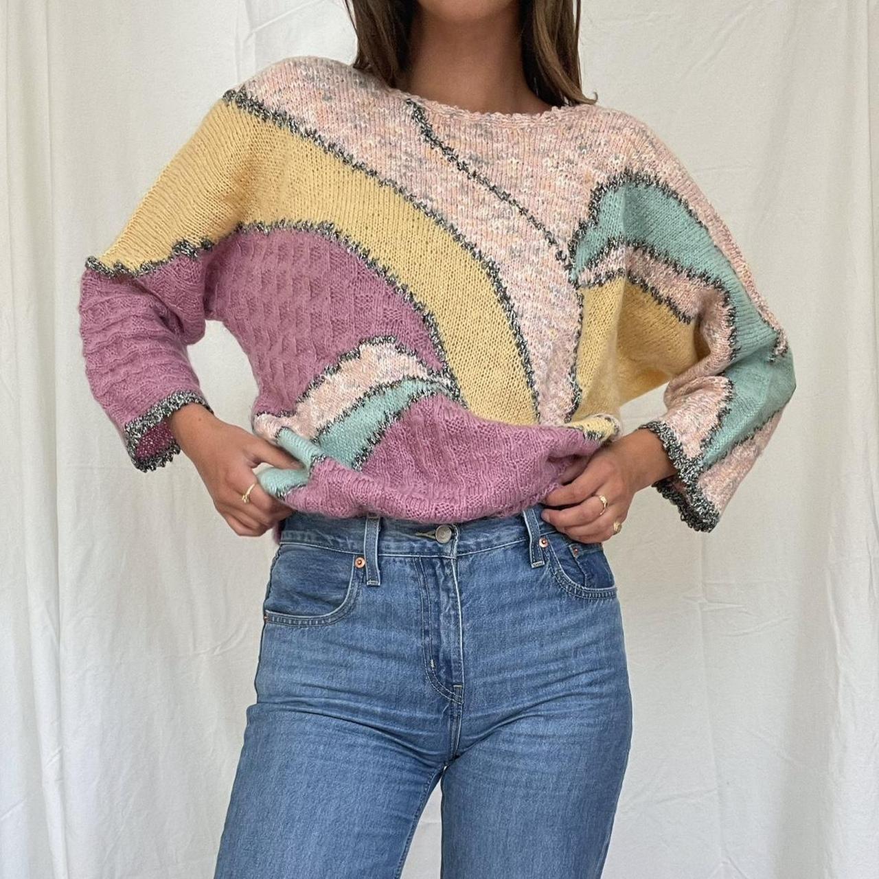 Vintage 80’s handmade Italian knit wavy color block