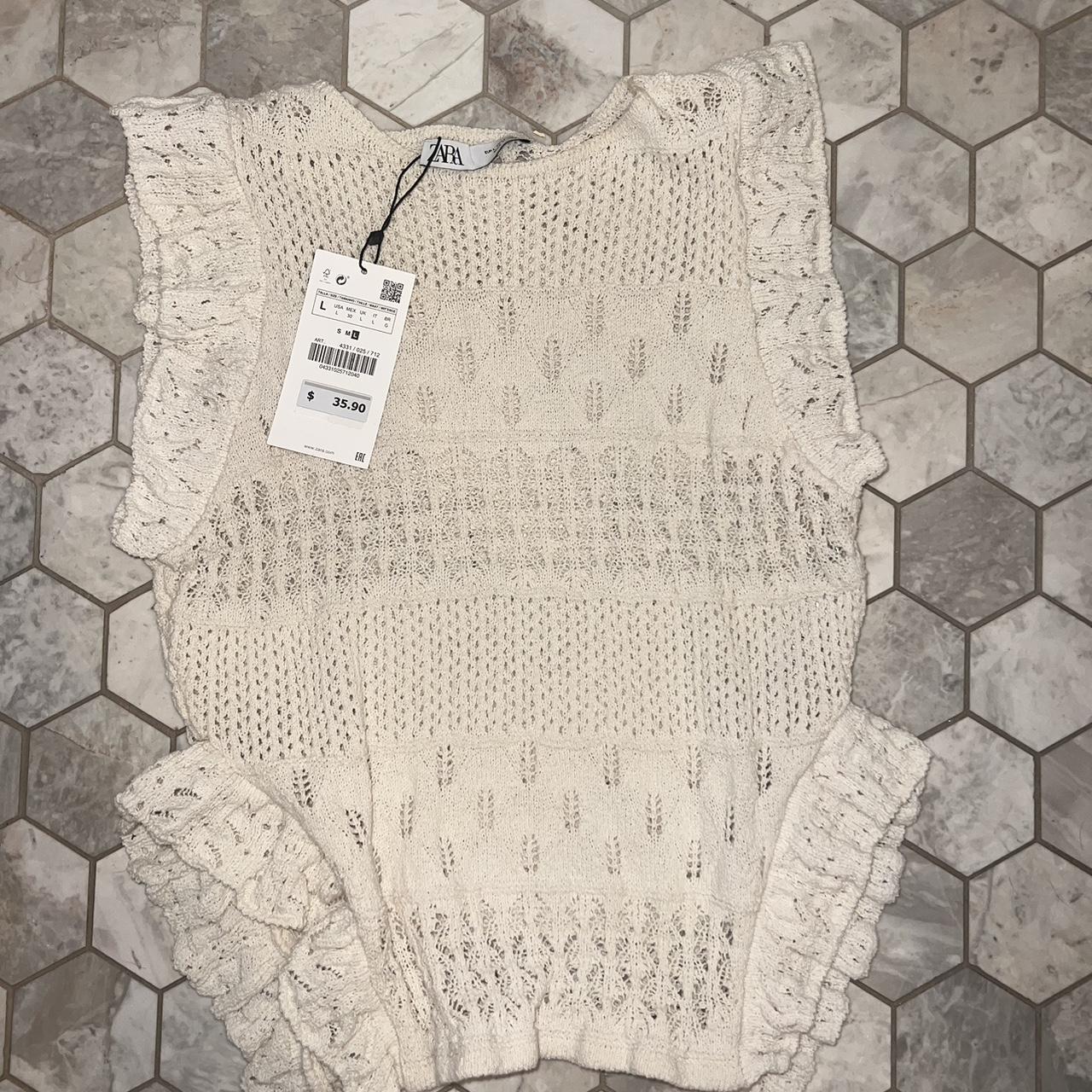 Zara White Knit Sweater Vest Unworn with... Depop