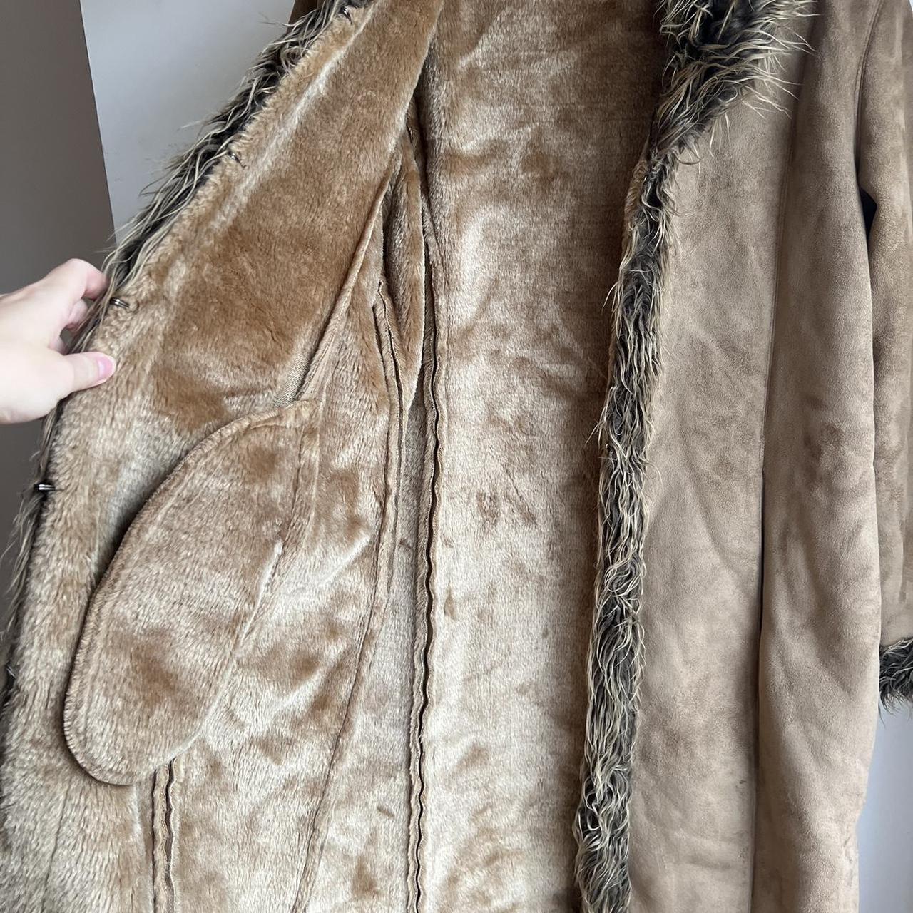 Vintage afghan jacket. Gorgeous tan faux suede fur... - Depop