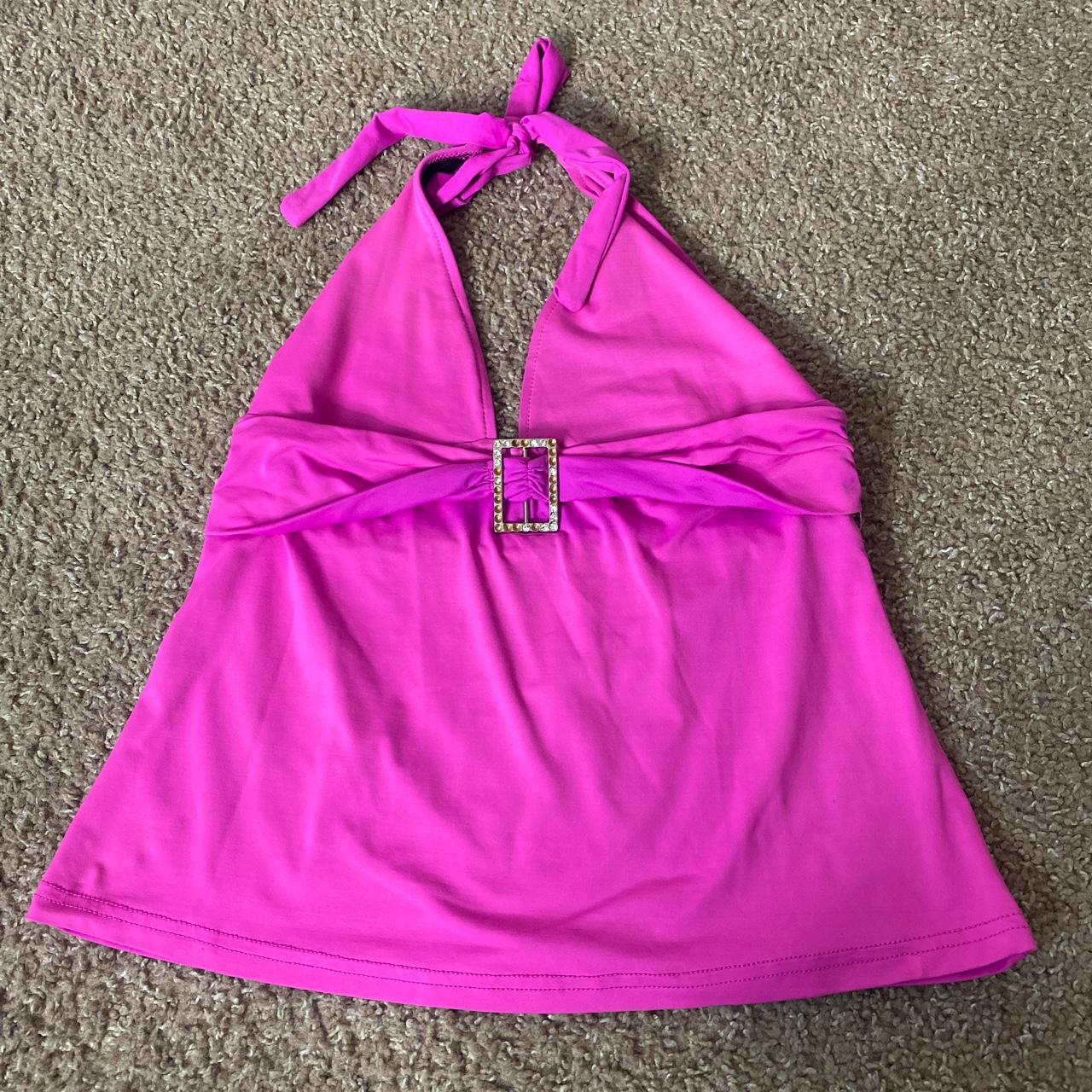 2000s Y2K hot pink backless halter top 💓 only worn... - Depop