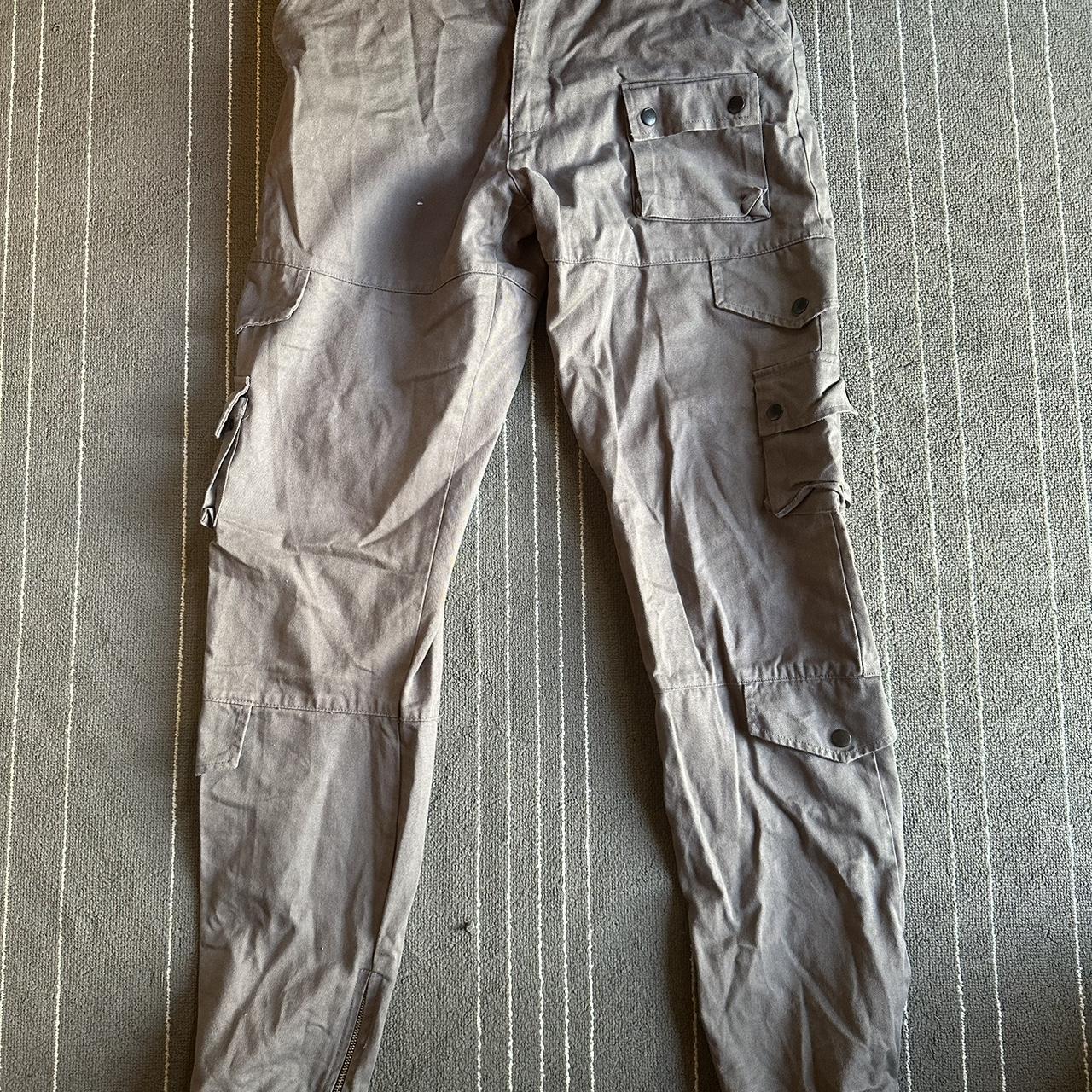 Grey BoohooMAN cargo trousers Size medium Good... Depop
