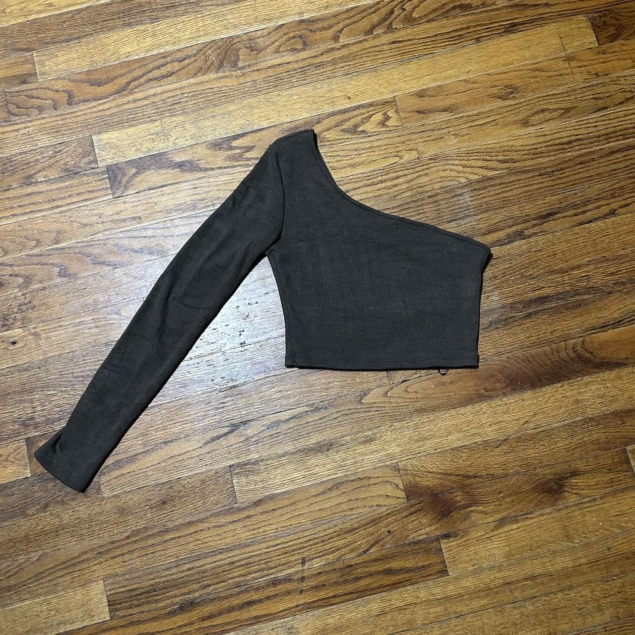 Princess Polly One sleeve crop top Brown Size US 4... Depop