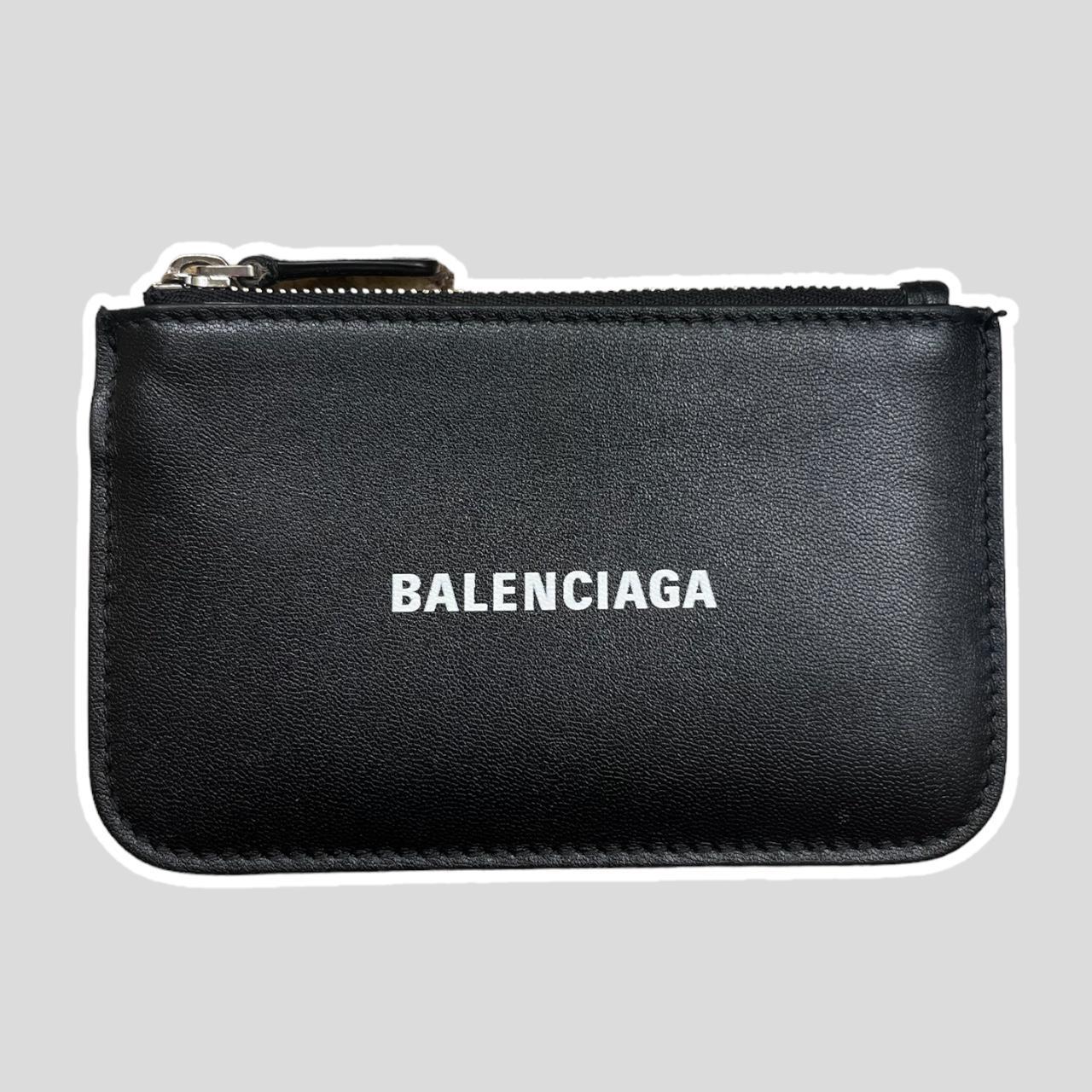 Balenciaga Keychain Wallet Black leather. White... Depop