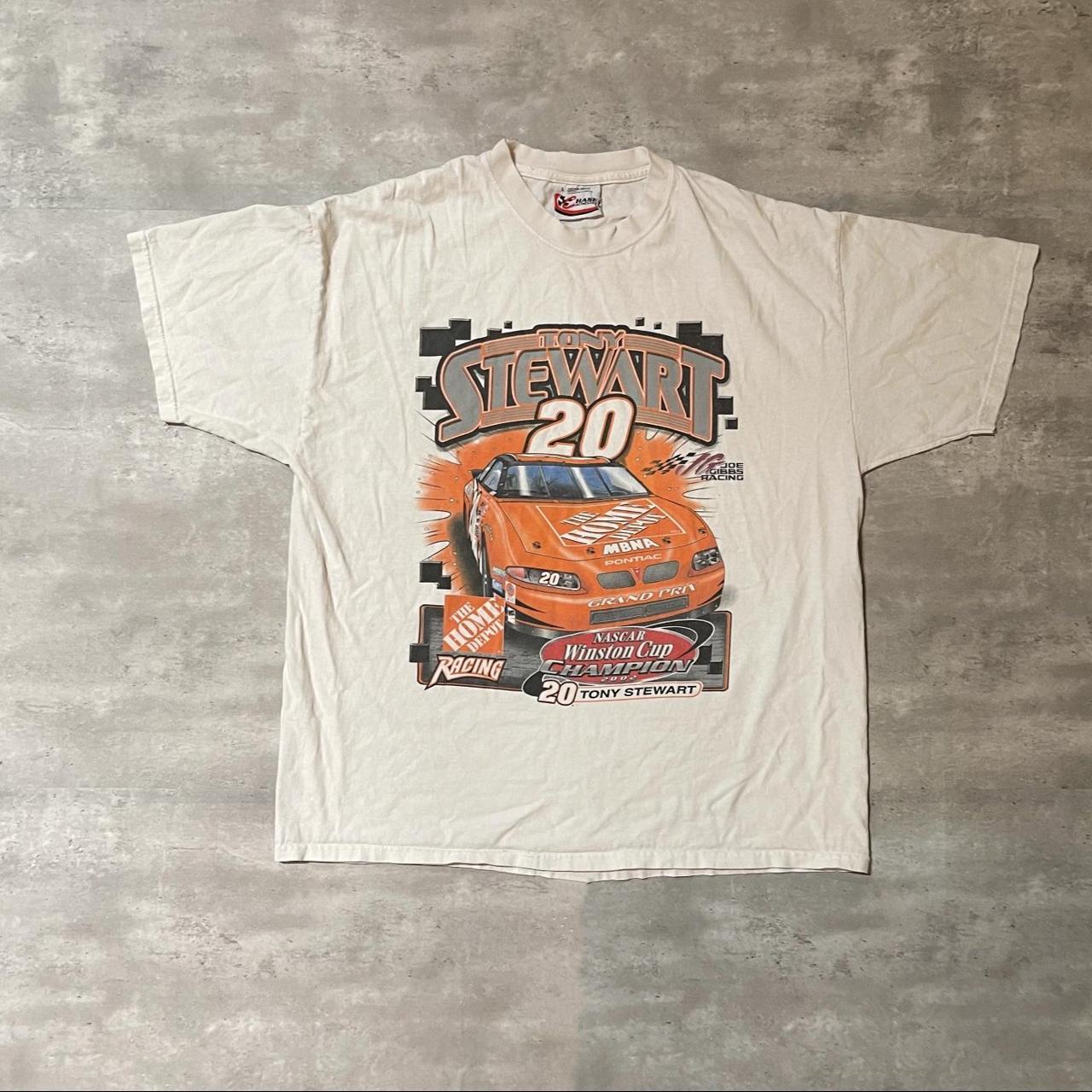 NASCAR Men's White and Orange T-shirt | Depop