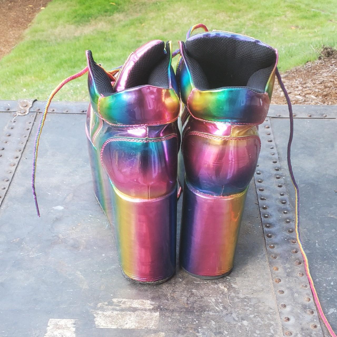 YRU Rainbow Platform Boots (small scuff pictured in... - Depop