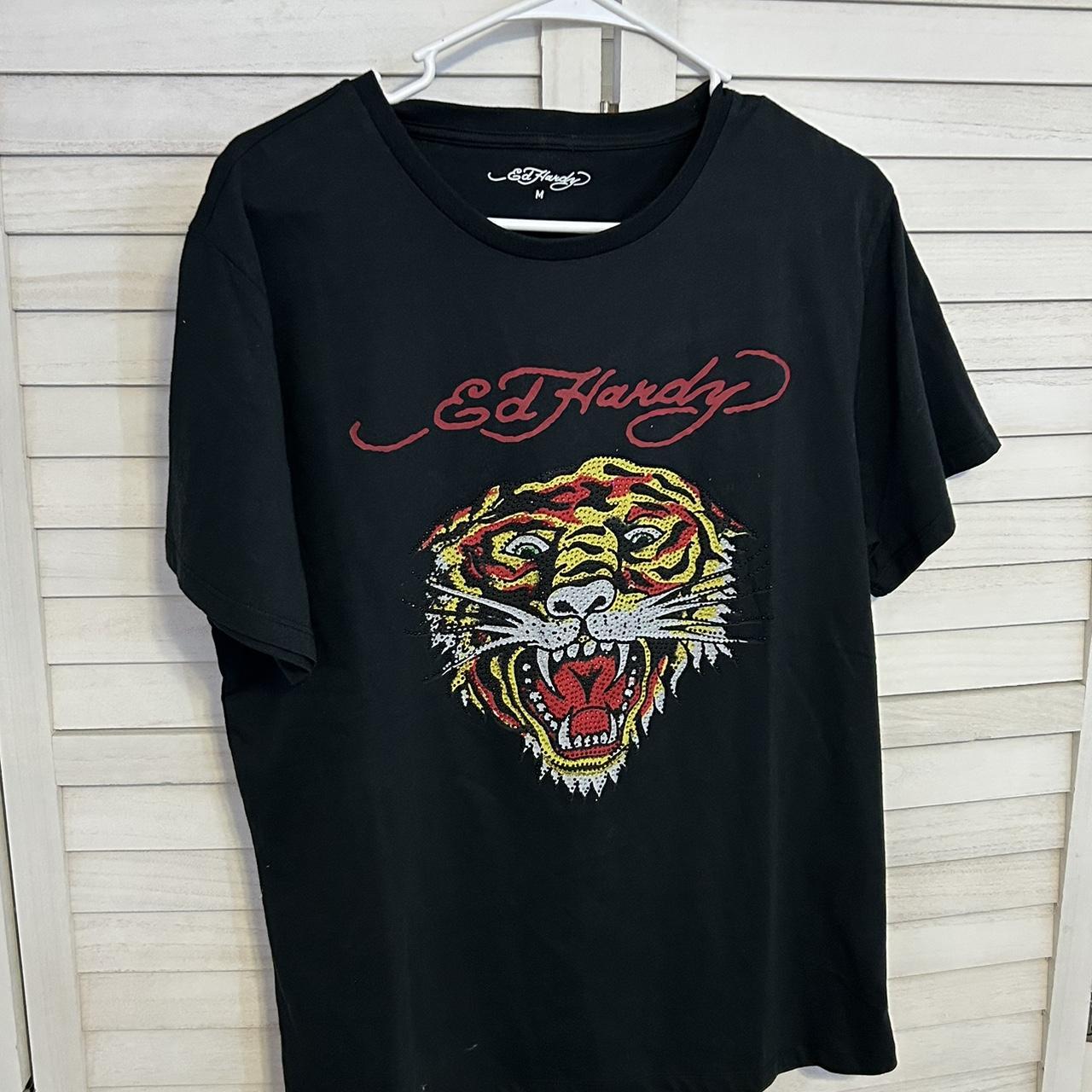 Ed Hardy Rhinestone Tiger Black T-Shirt. Brand new... - Depop