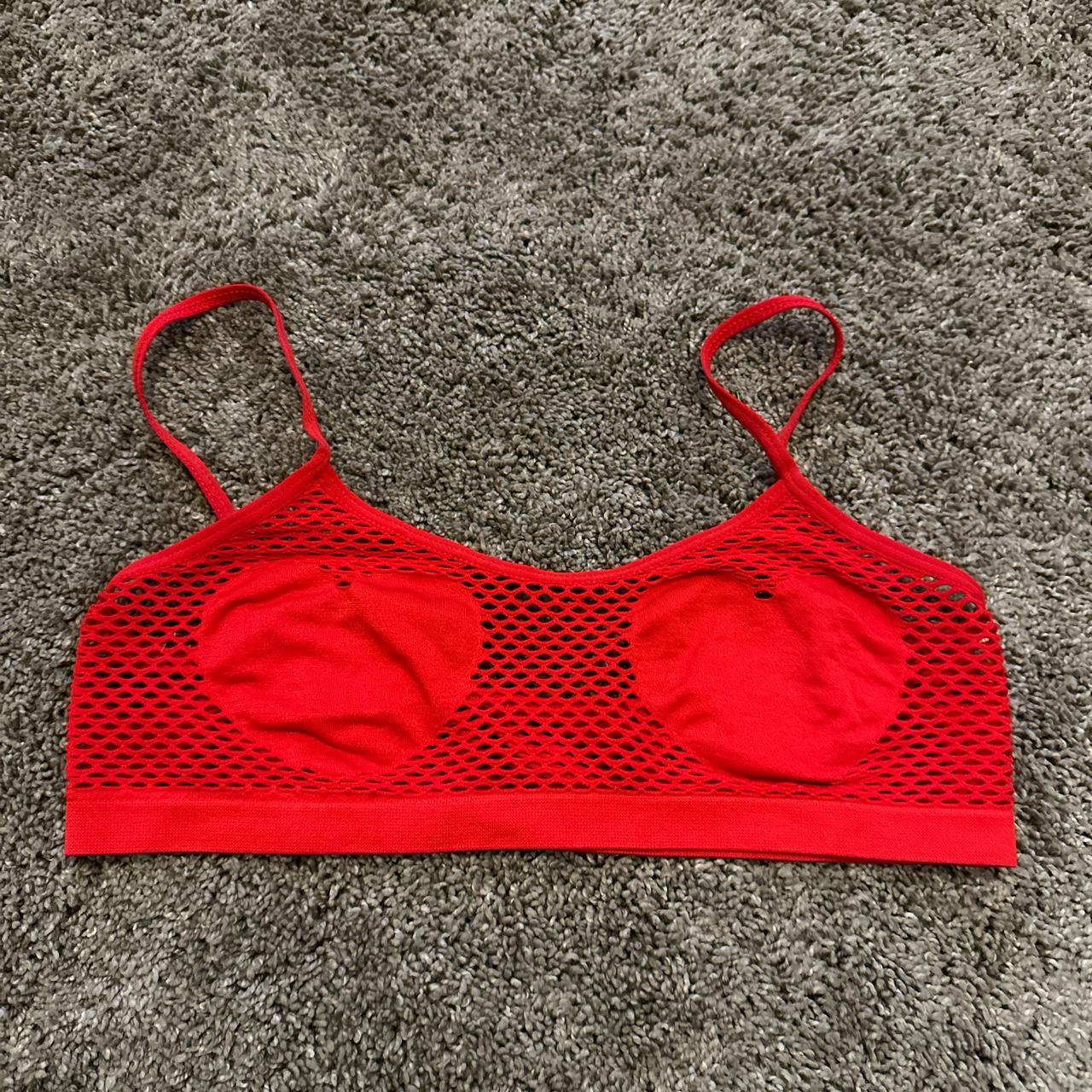 Heart bralette, spandex Size small - Depop