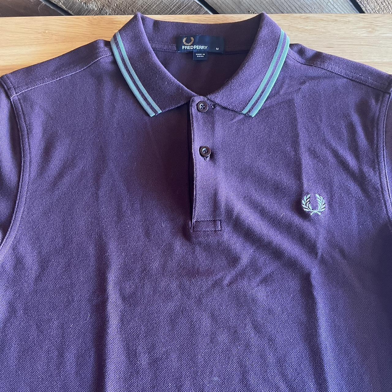 Fred Perry Men's Burgundy and Grey Polo-shirts | Depop