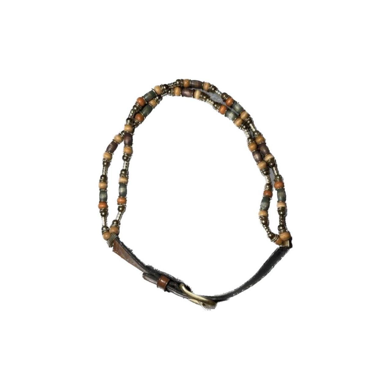 Vintage Multicolored Beaded Faux Leather Belt with... Depop