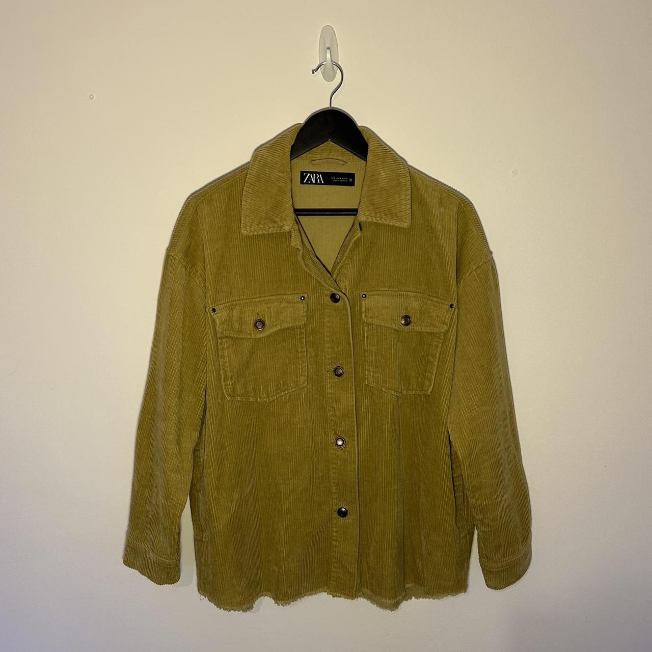 Zara Green Cord Jacket Size Medium / M... Depop