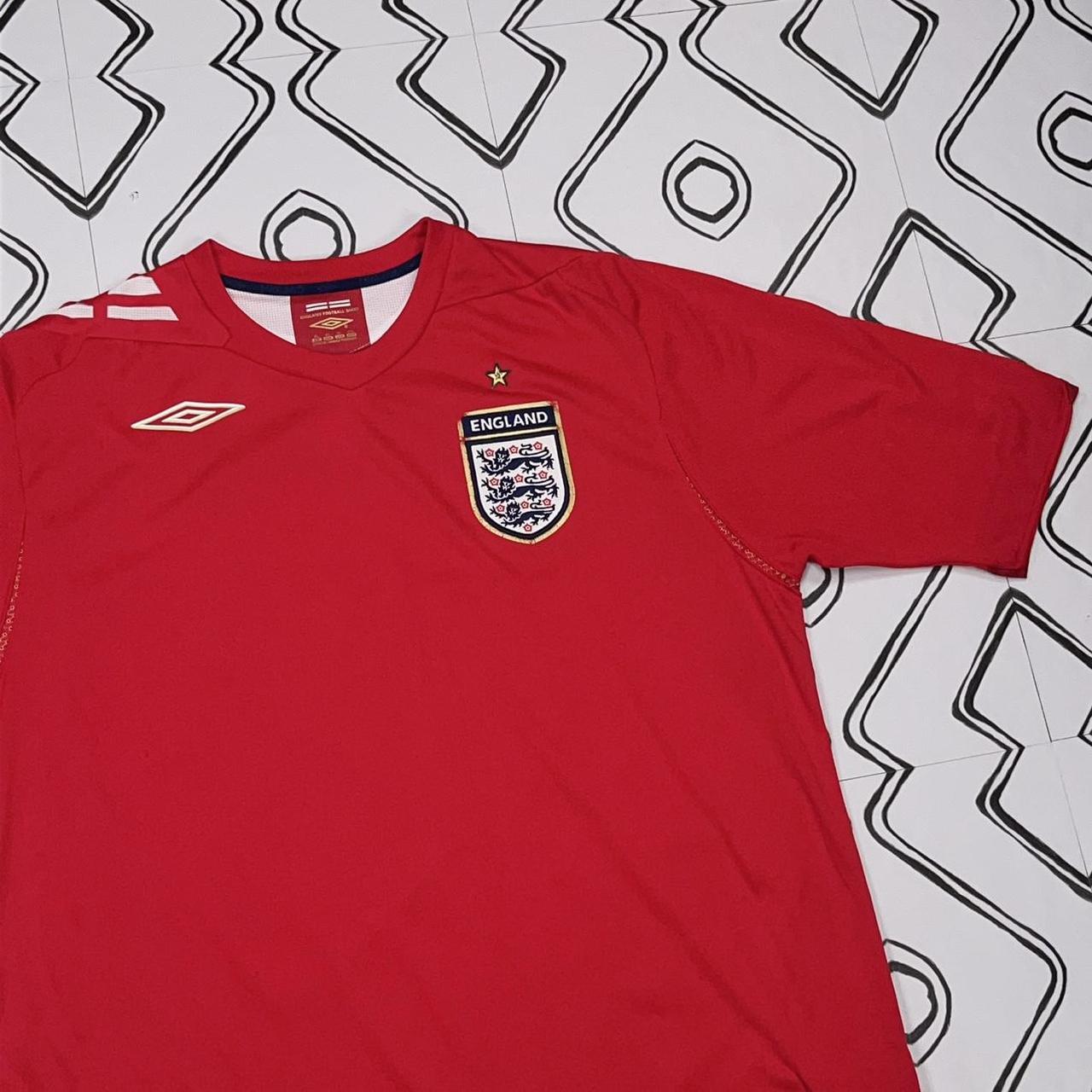 Vintage Umbro England T-Shirt Red with navy blue,... - Depop