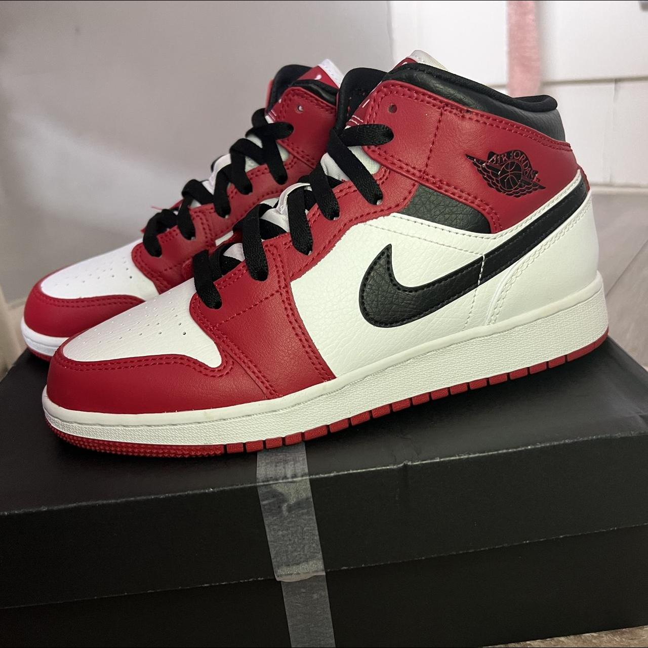 👟AIR JORDAN 1 MID WHITE/GYM RED-BLACK UK SIZE 5👟 In... - Depop