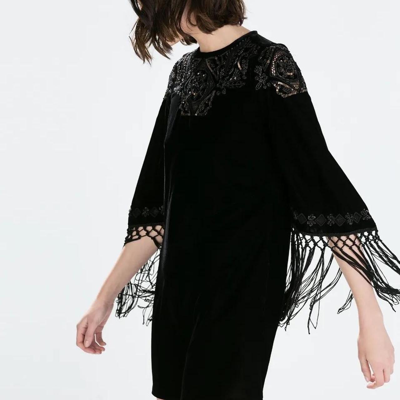 Zara Black velvet sequin beaded embroidered