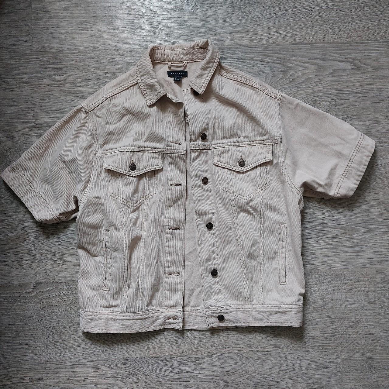 Idol denim jacket in ecru, neutral colour.... Depop