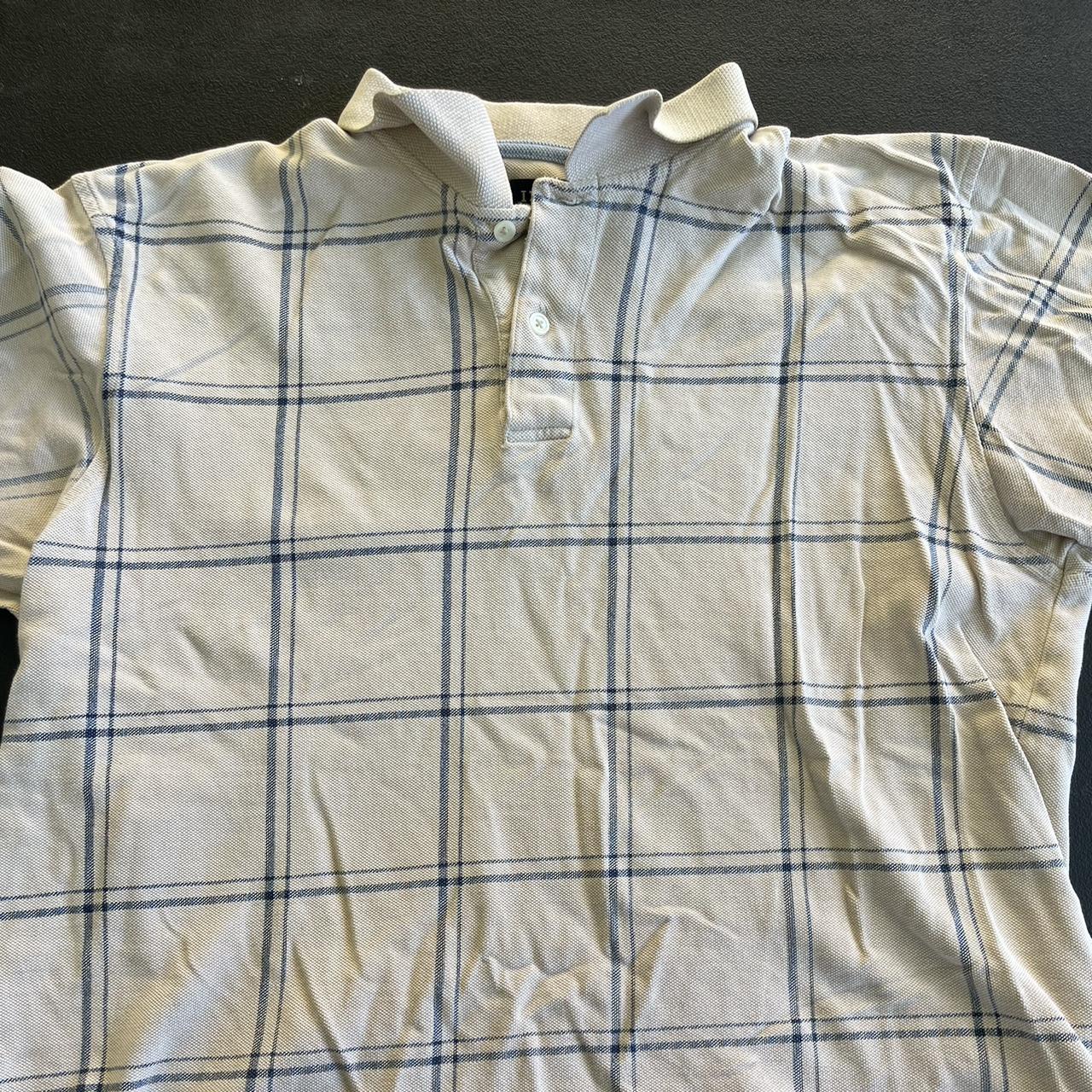 Izod Men's Cream and Blue Polo-shirts | Depop