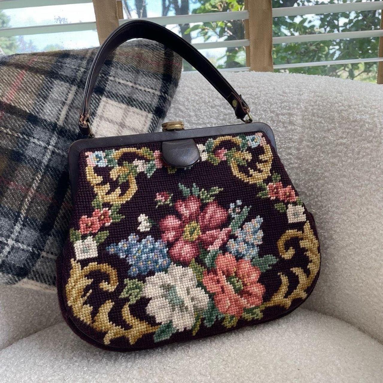 Vintage Floral 2024 Needlepoint Embroidered Bag