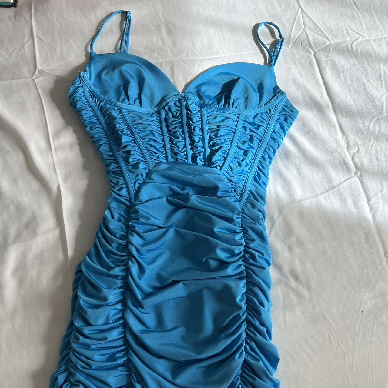 Zara blue satin corset - Depop