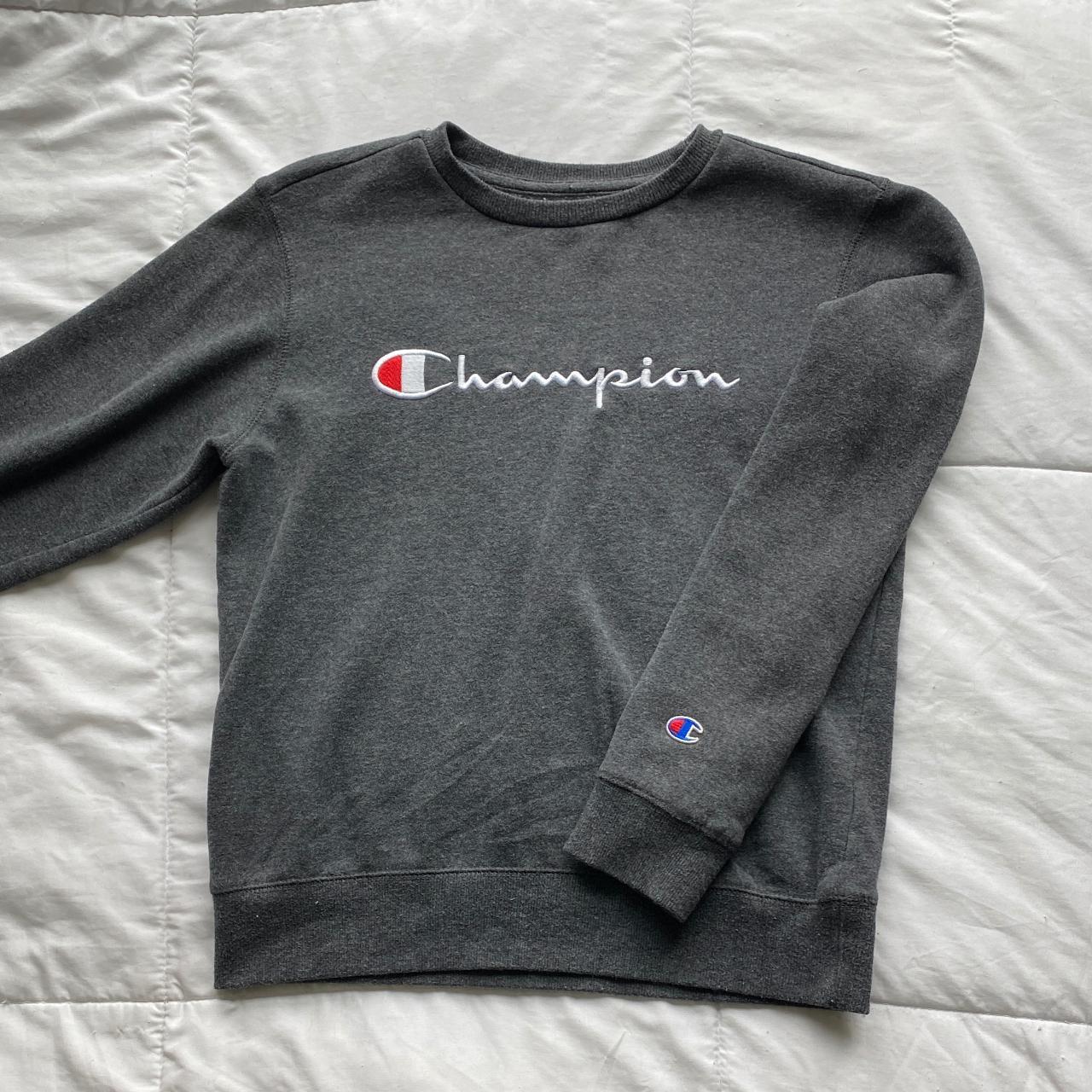 Champion women's sales grey sweatshirt