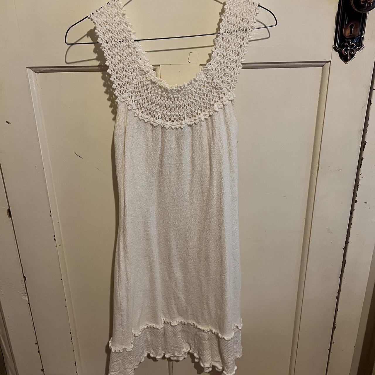 Market bought cheesecloth and crochet cream beach... - Depop