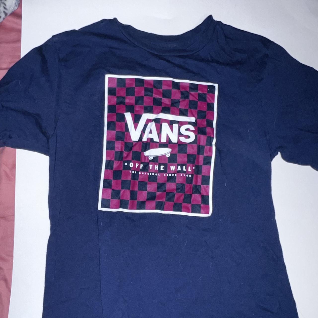 navy blue and maroon vans tshirt kids large so Depop