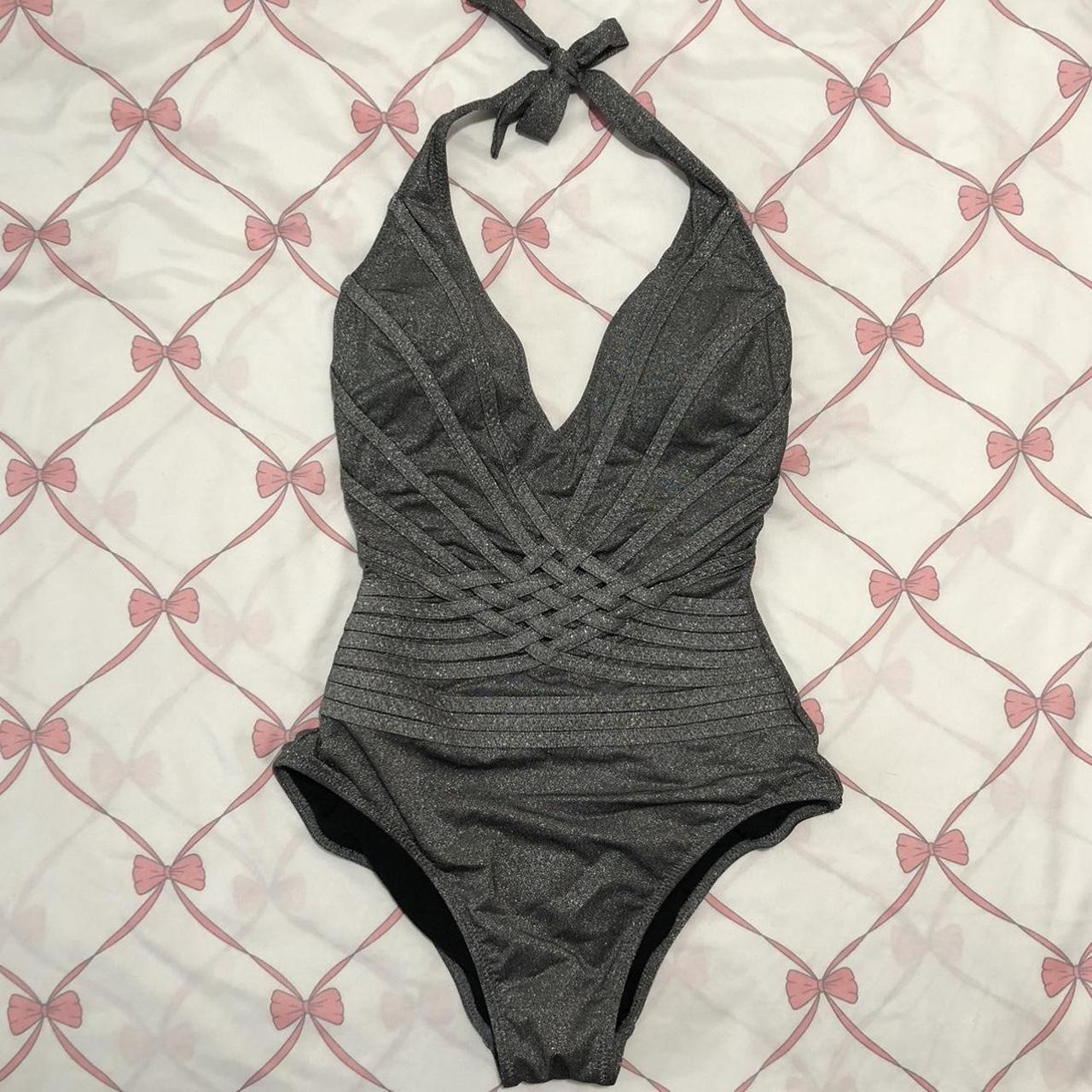 Glitter Vintage Bathing Suit. Grey silver sparkly... - Depop