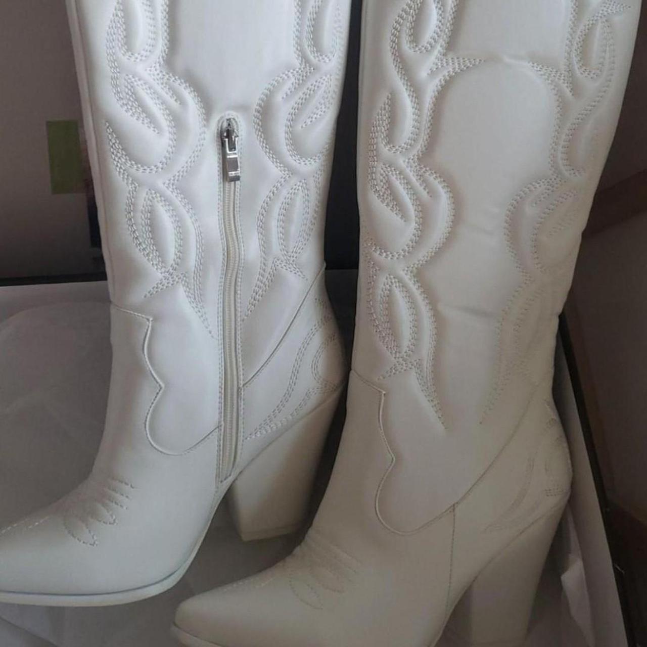 Missguided white store cowboy boots