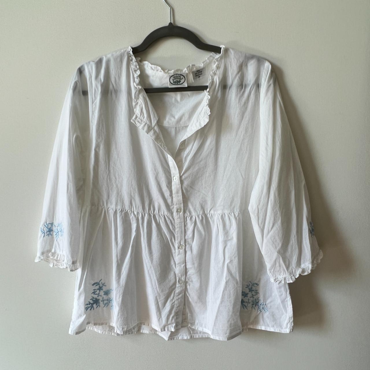 Laura Ashley Women's White Shirt | Depop