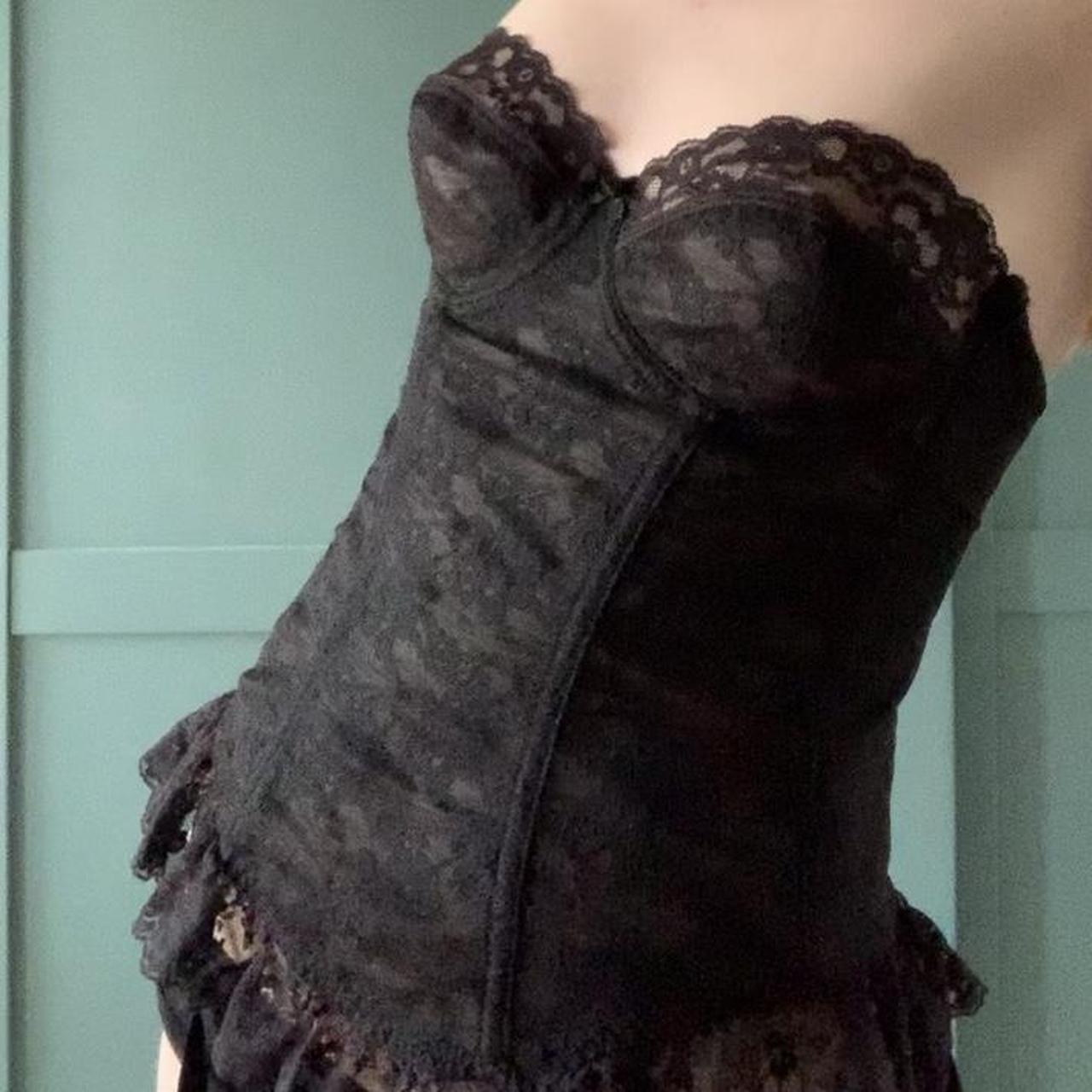 Vintage lingerie strapless corset style top with... - Depop