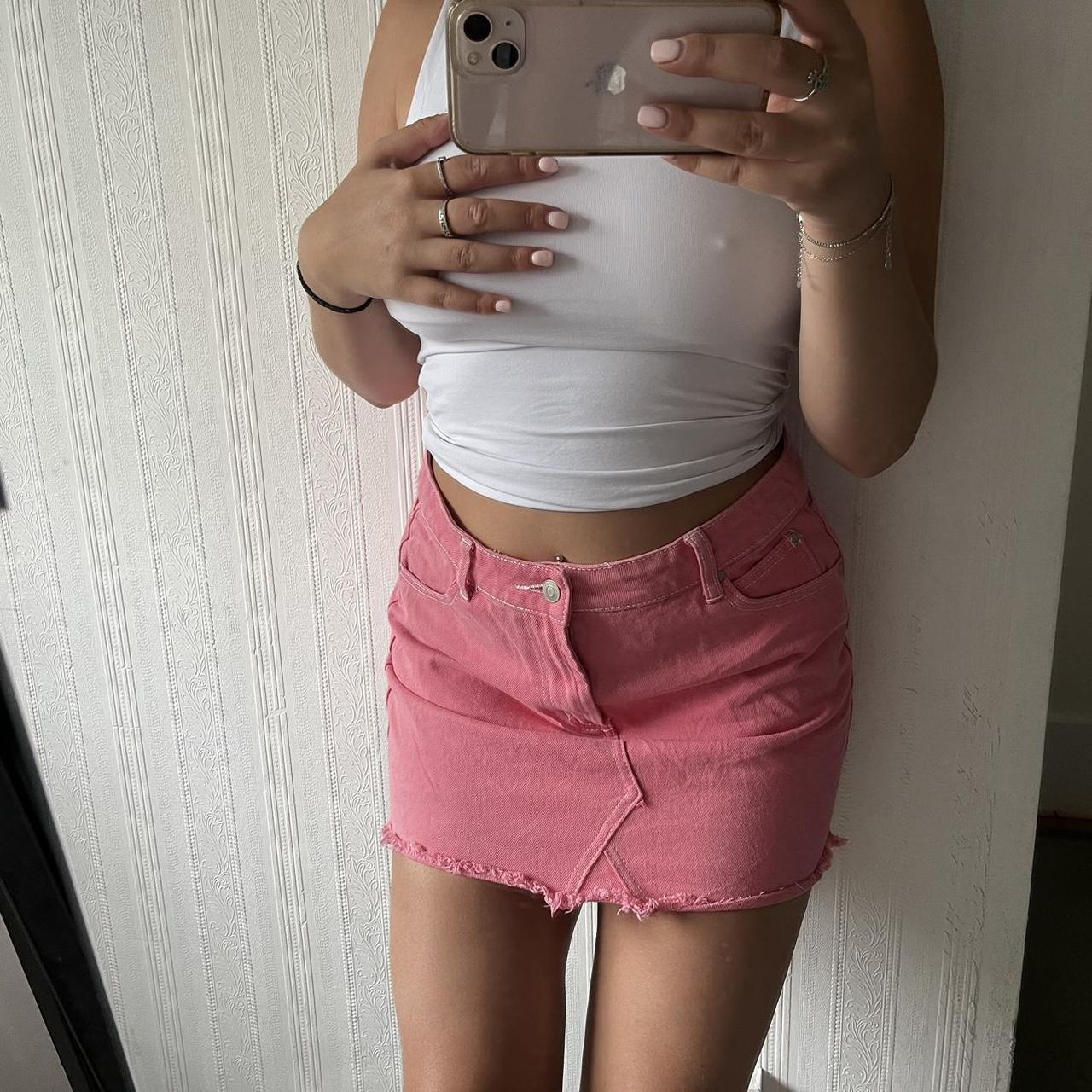 Pink Denim Mini Skirt Denim Pink Y2k Skirt Best - Depop