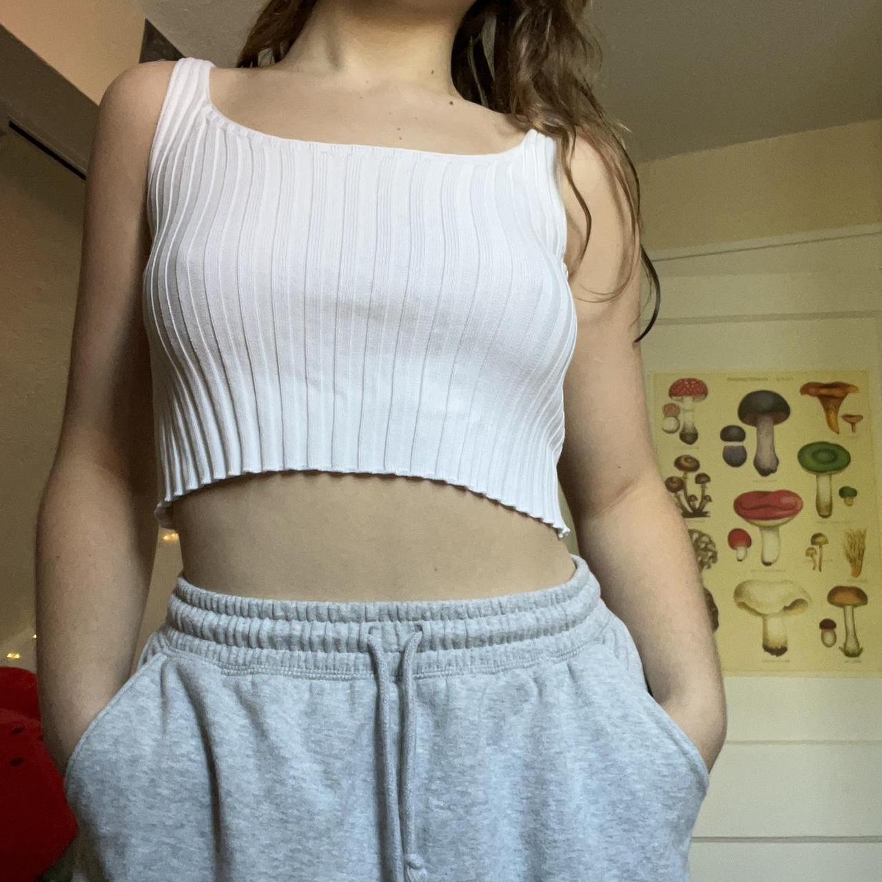 White ribbed knit crop top ! No PayPal please ! So... - Depop