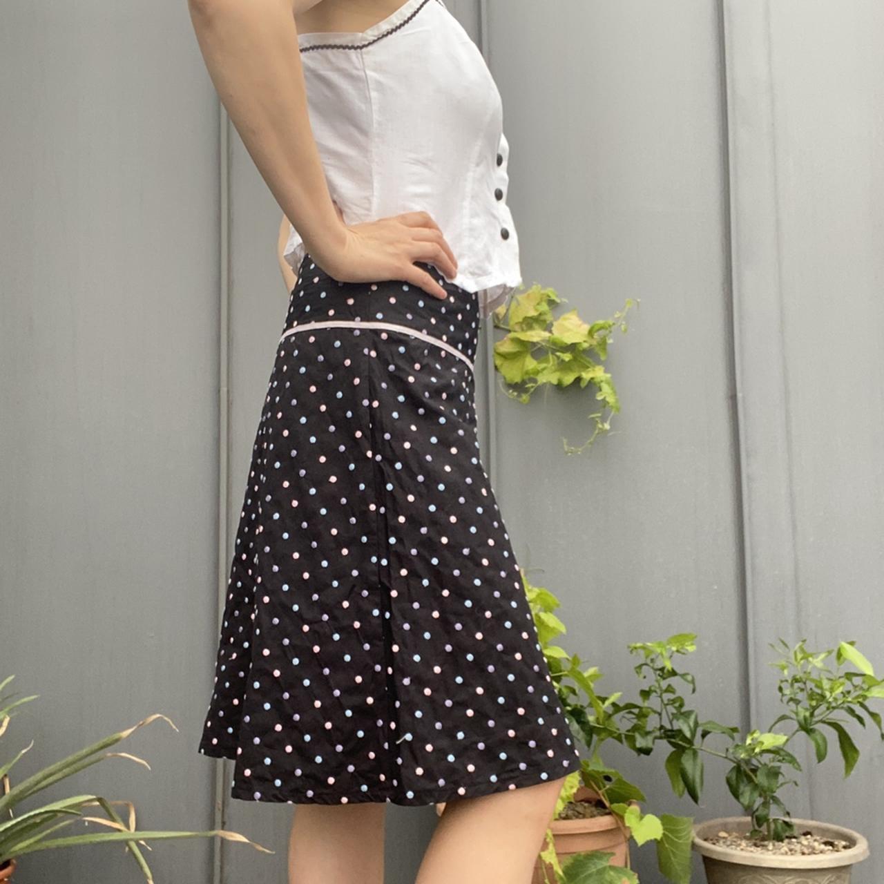 Warehouse polka dot knee length skirt size 12 uk