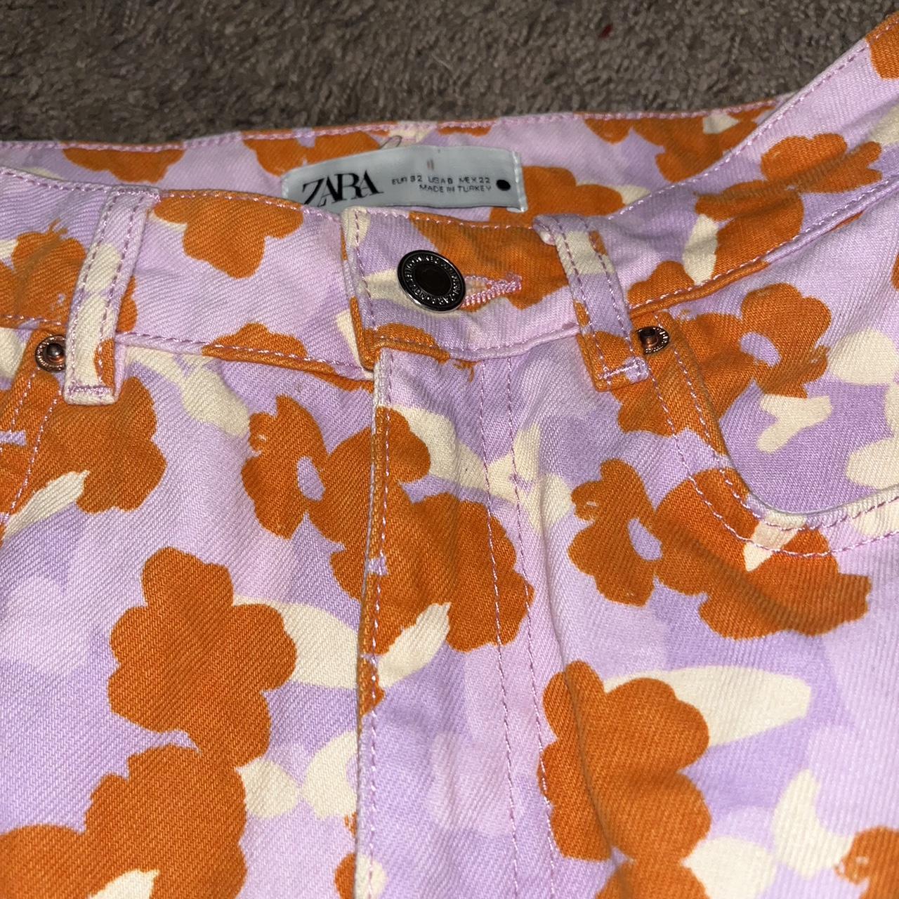 Zara Women's Orange and Pink Shorts Depop