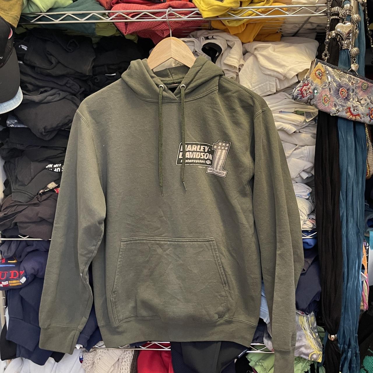 Harley Davison Green Hoodie Size: Womens Medium - Depop