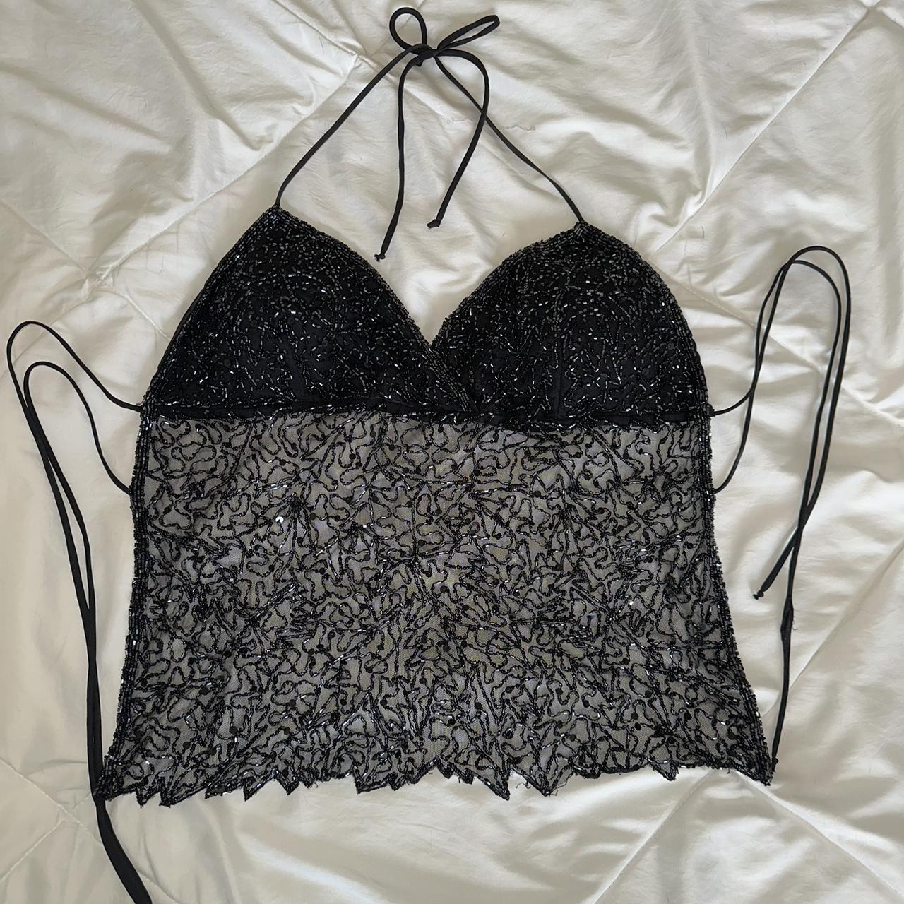 Beautiful vintage Y2K sequined and beaded bra top in - Depop