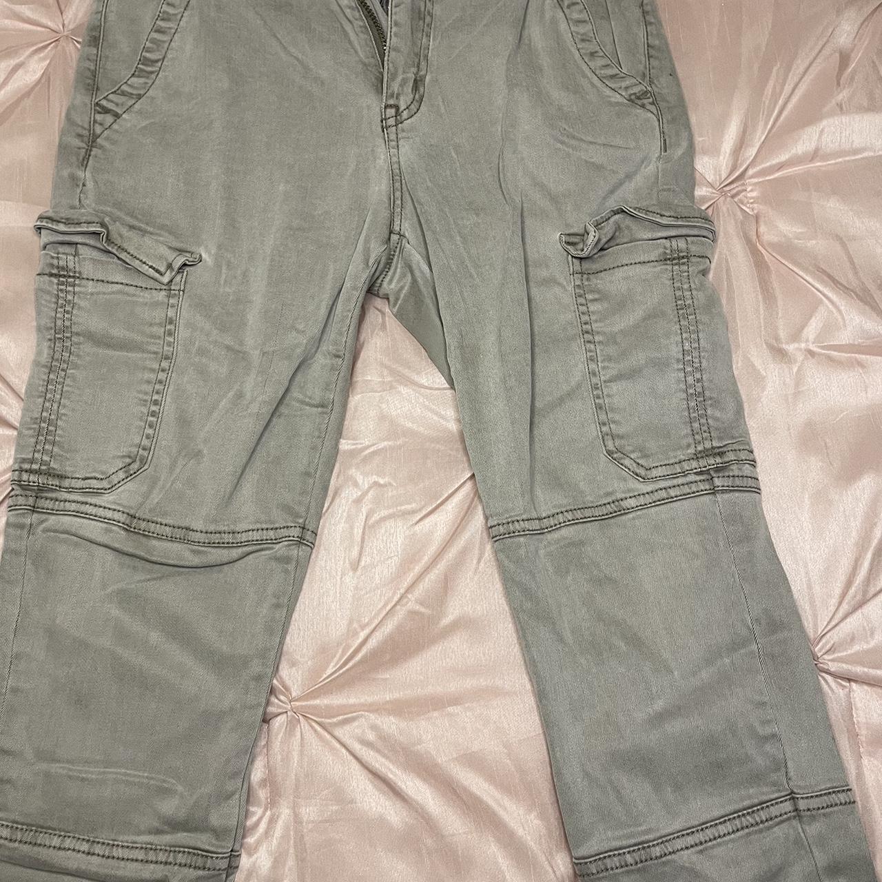 H&M Cargo Pants Light green/grey H&M cargo pants, - Depop