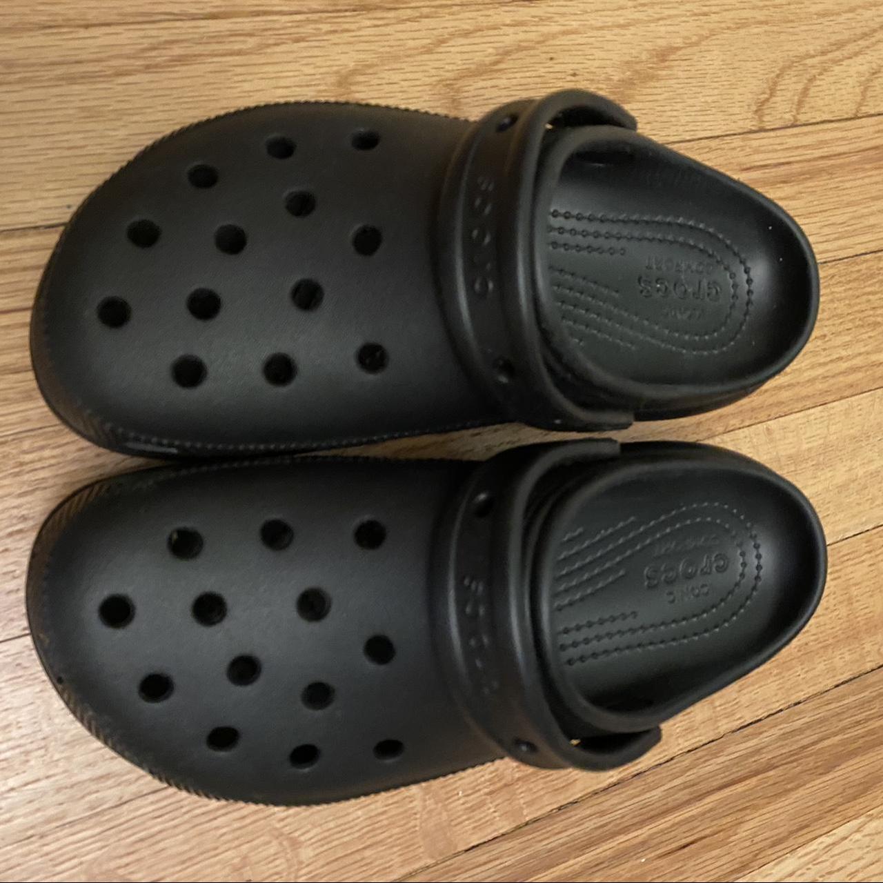 Black chunky sole crocs • never worn, brand new •... - Depop