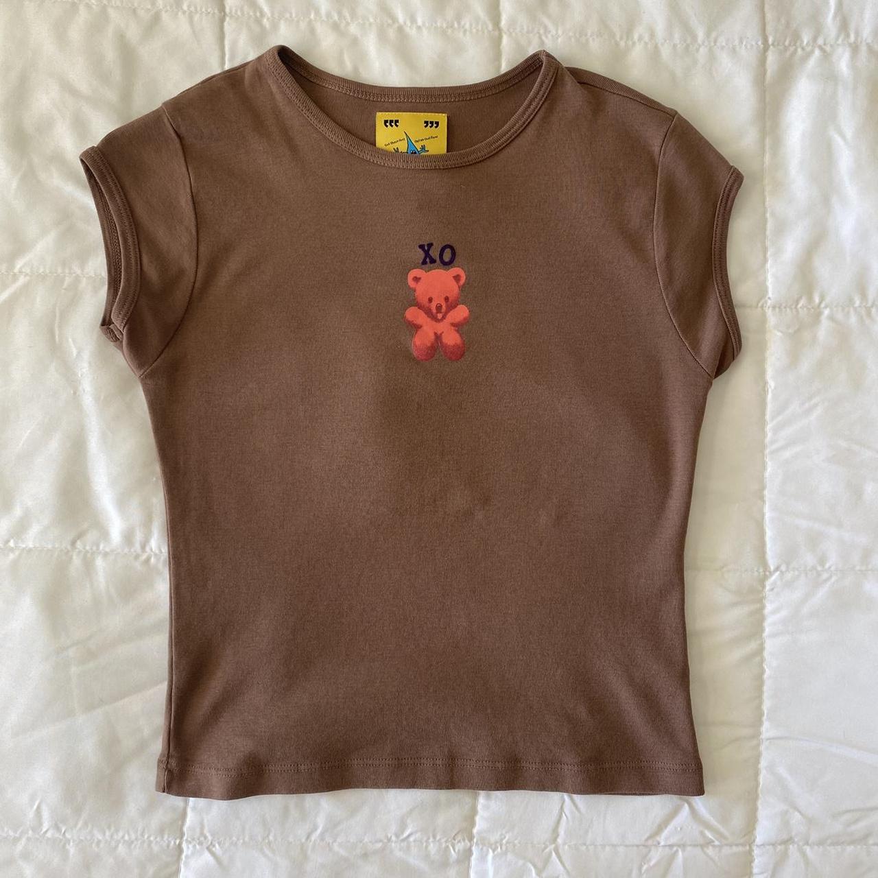 UNIF XO bear baby tee in brown! In excellent... Depop