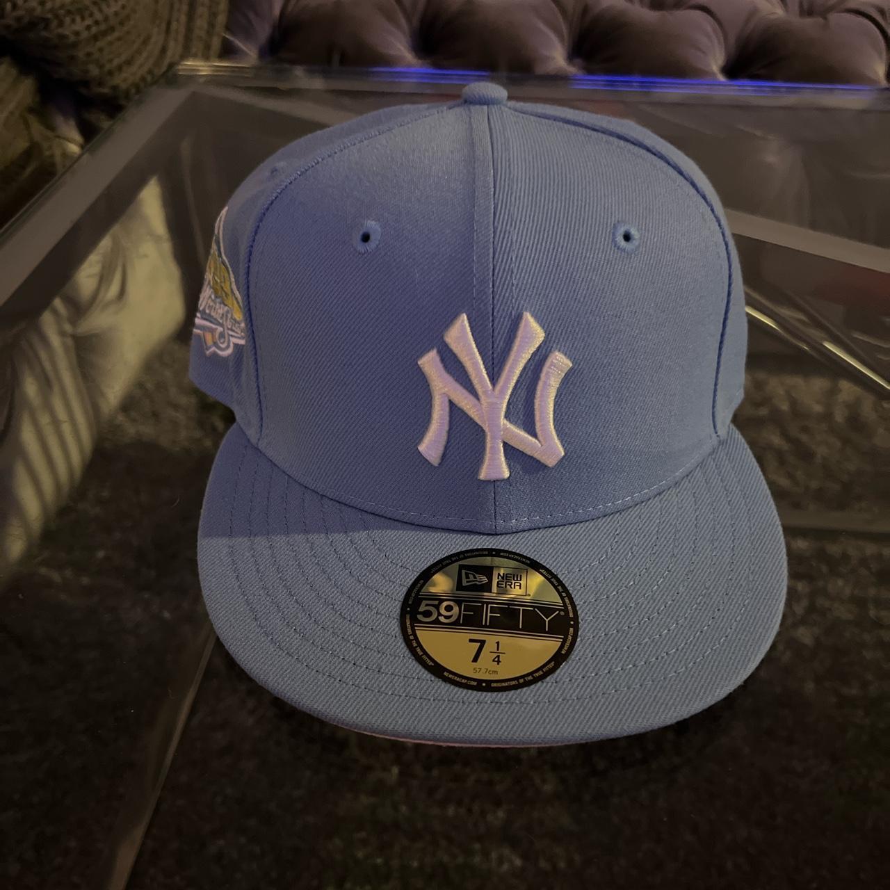 New Era Men's Pink and Blue Hat Depop