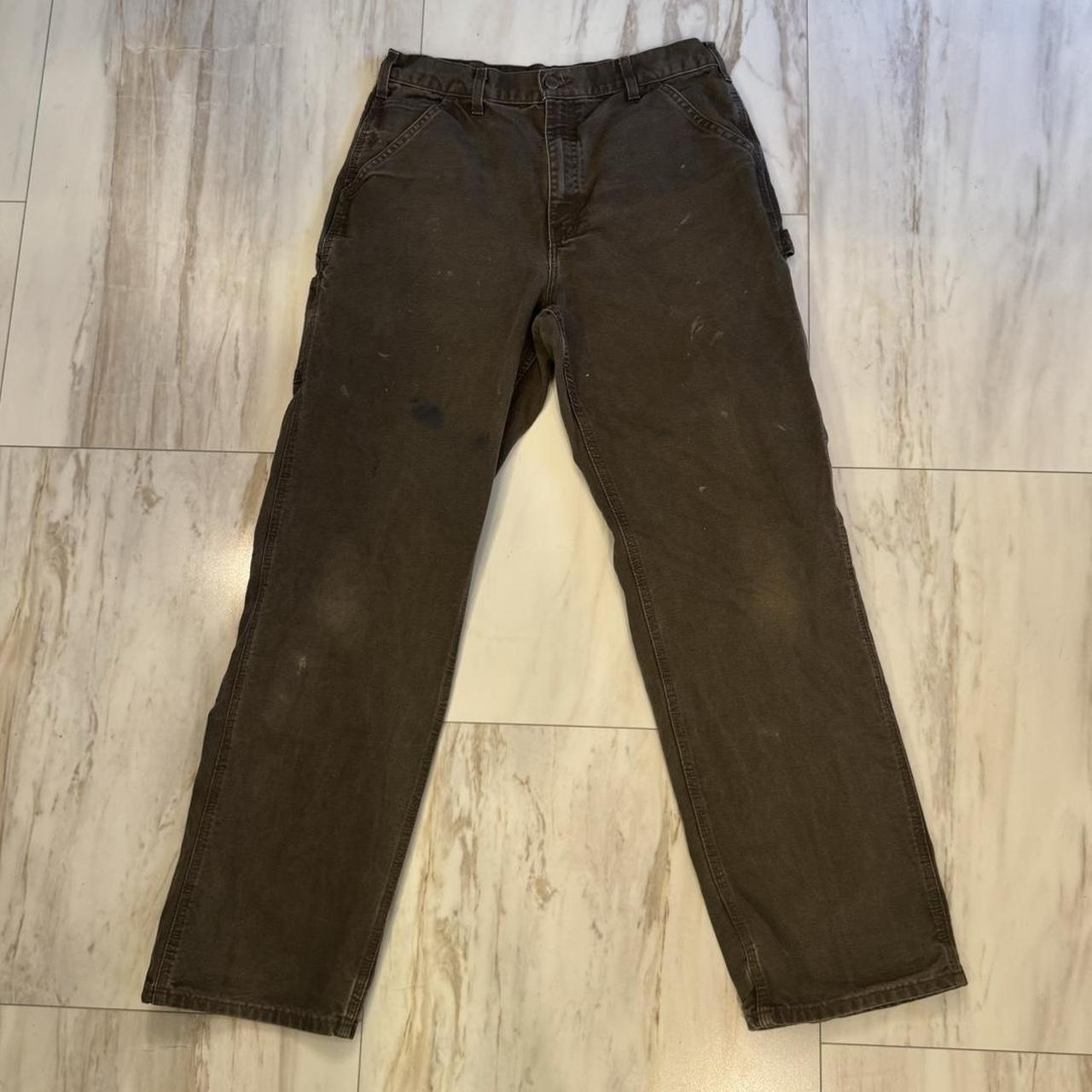 Men’s Chocolate Brown Carhartt construction jeans... - Depop