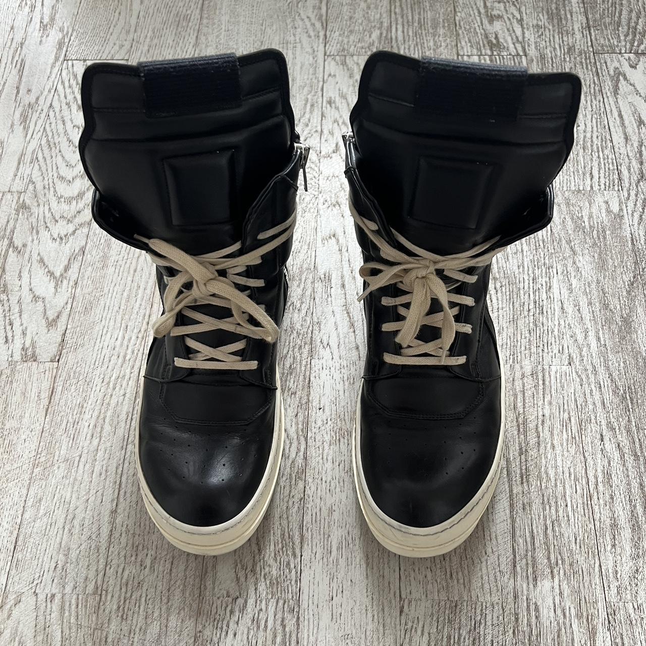 rick owens geobaskets 2014 mainline leather black &... - Depop