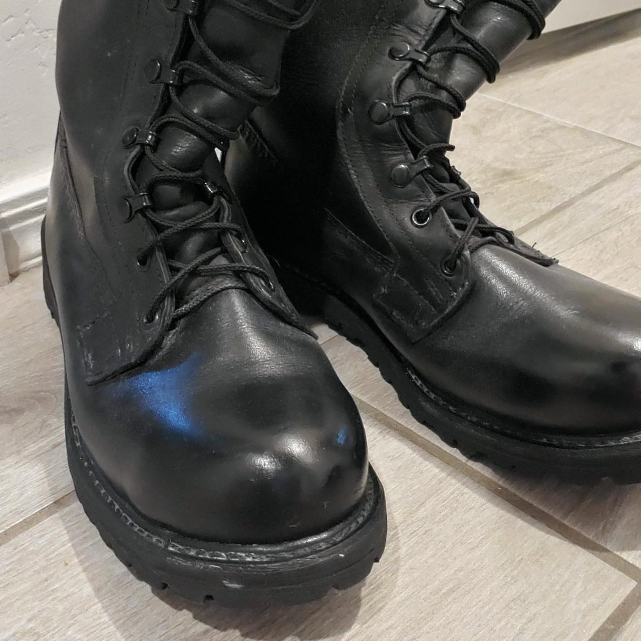 All black leather combat boots. Shined, never worn.... - Depop