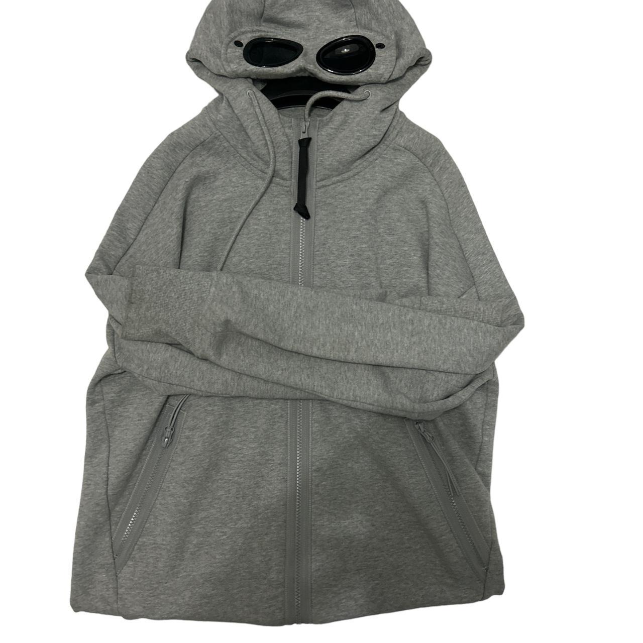 cp company grey hoodie with goggles