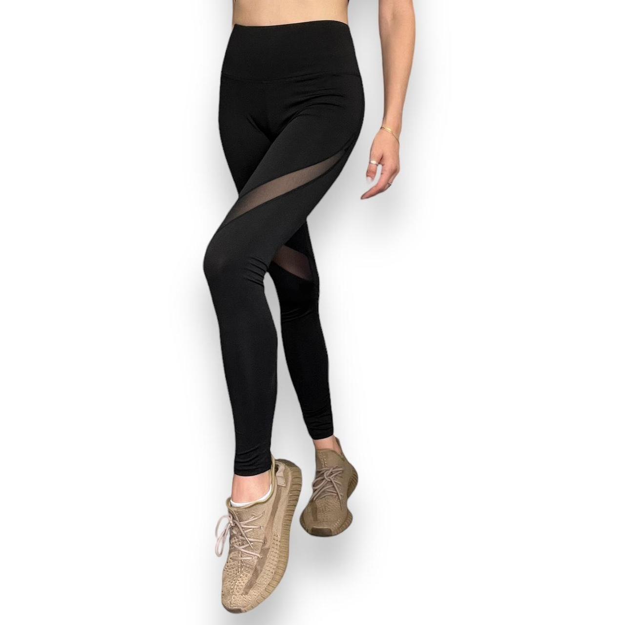 Black Leggings with Mesh Designs | stretchy material