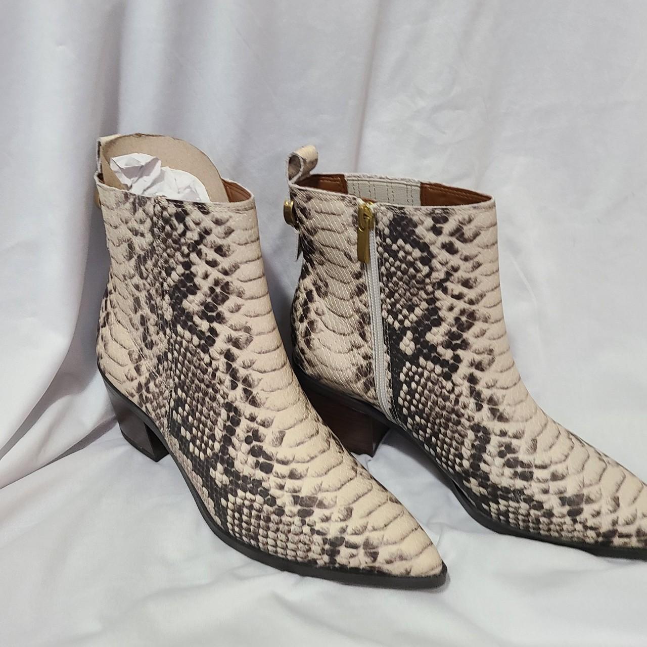 New Franco Sarto Creme Snakeskin Print Leather Ankle. Depop