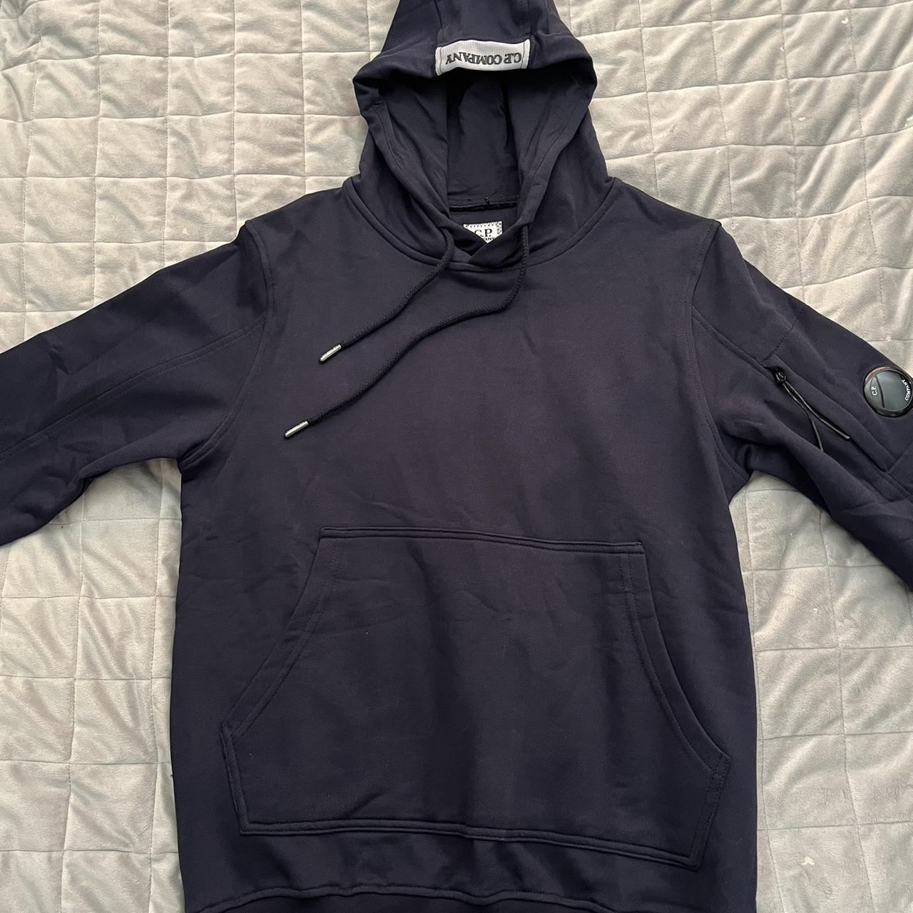 CP Company Men's Navy and Blue Hoodie | Depop