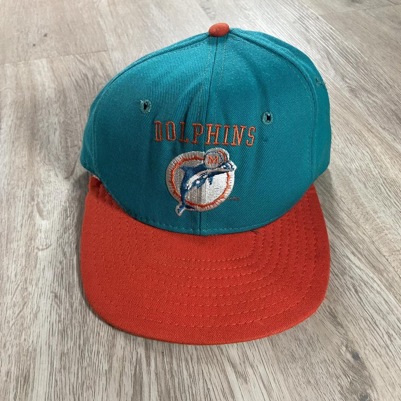 Vintage Miami Dolphins NFL Football Pro Line SnapBack Hat Cap Orange Green